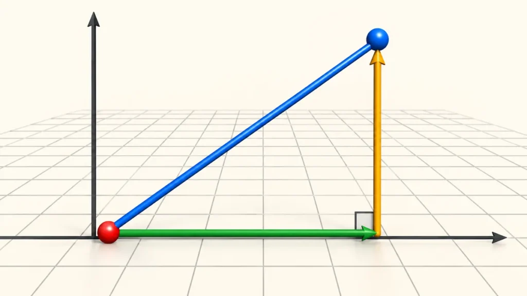 Educational illustration for Why Does The Distance Formula Use Squares And A Square Root?