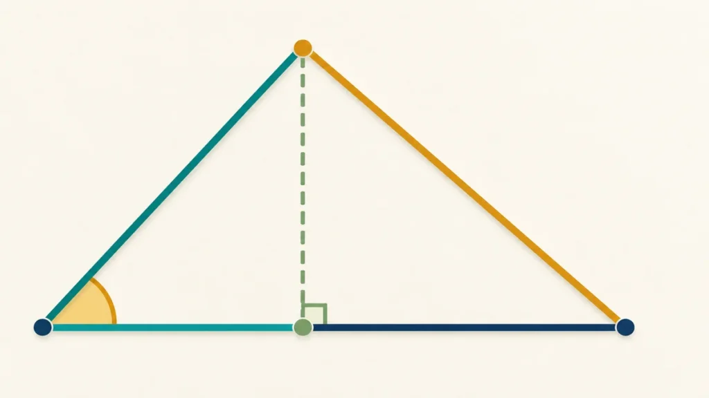A triangle’s altitude and horizontal projection show how an included angle affects separation.